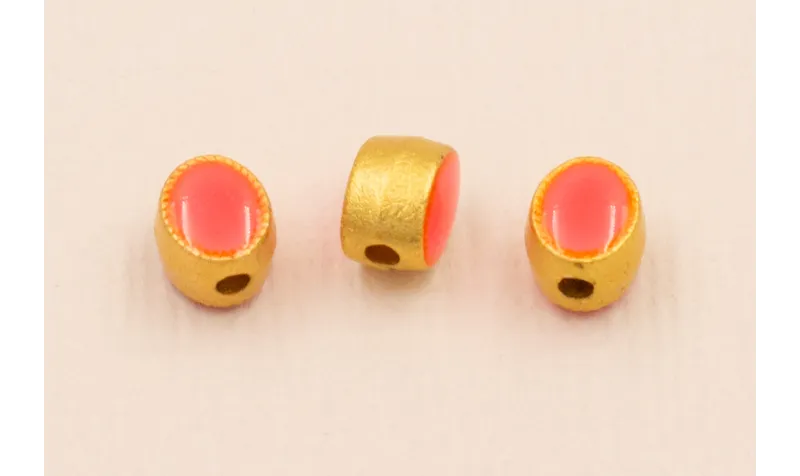 Entrepieza Ovalada 5*5*4mm Oro Esmalte Fuxia
