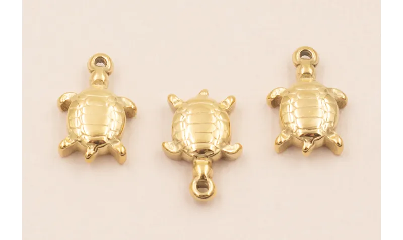 Colgante Tortuga Acero Inox. 15*10mm Oro