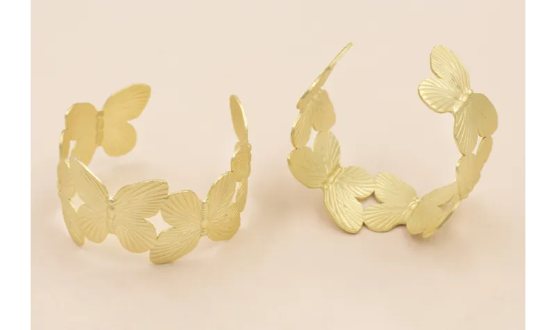 Pulsera Brazalete Mariposas de 35mm Oro Mate