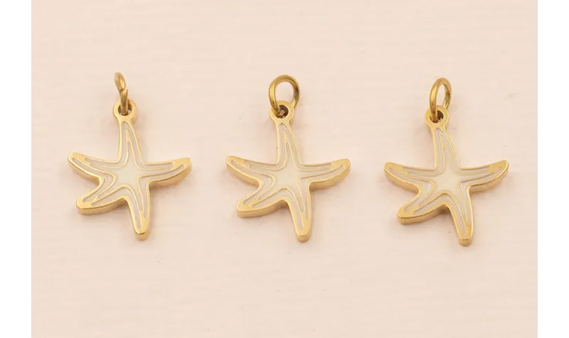 Colgante estrella Mar Acero 316L 9*9mm Color Crema