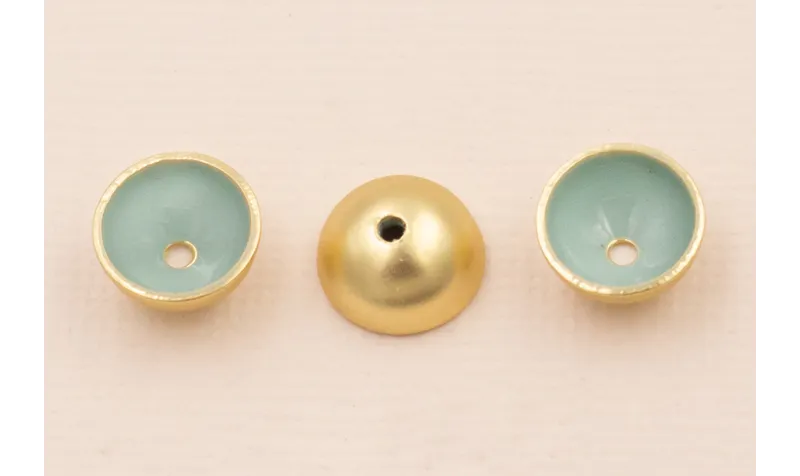 Semi Bola de 10mm con esmalte Turquesa Oro Mate