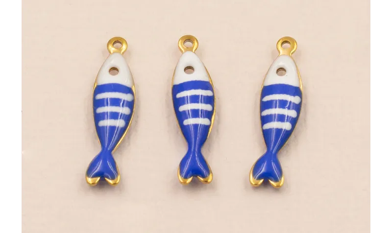 Colgante Pez Stainless Steel 18*5mm Azul y Blanco
