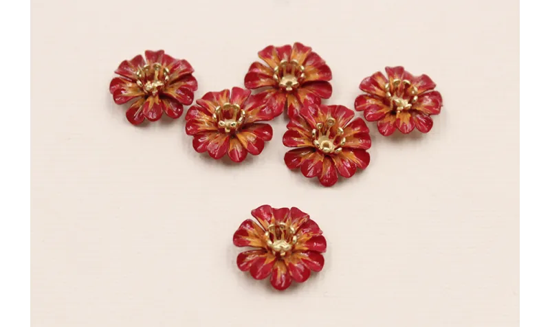 Cuenta Flor  14mm esmalte manual Rojos y Naranjas