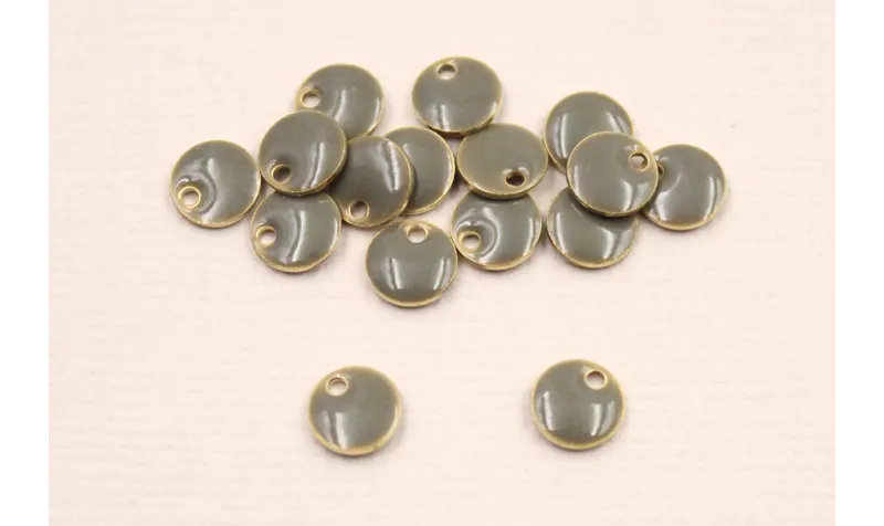 Cuenta Disco esmaltado 6mm Gris
