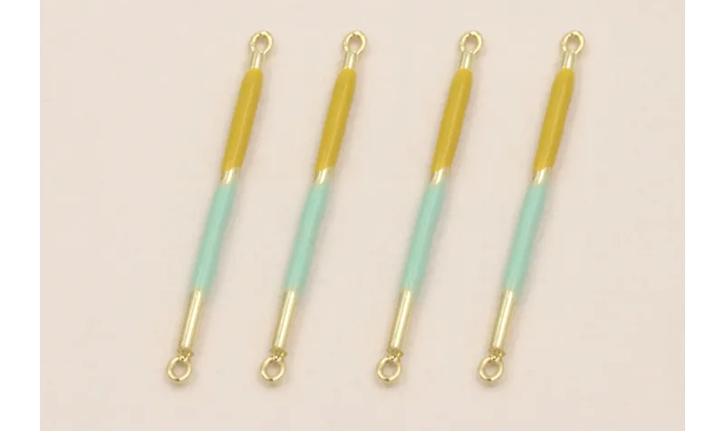 Colgante Acero Listón 23mm Oro Turquesa Mostaza