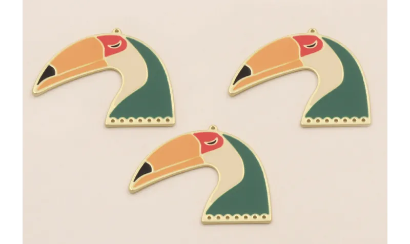 Colgante Tucan 30*40mm Beige y verde