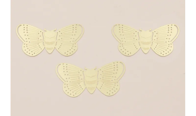 Cuenta Mariposa plana 60-33mm perforada Dorada