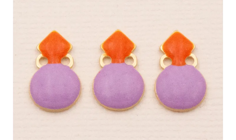 Colgante 15*10 Morado y Coral sobre Dorado Mate