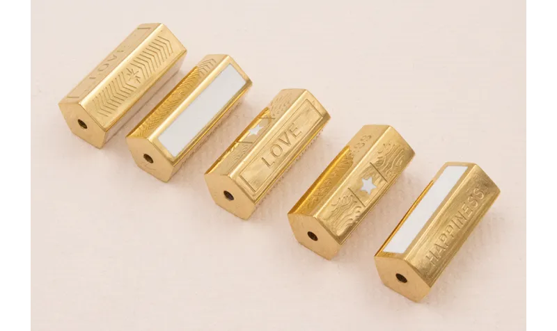 Tubo hexagonal Acero Inox 316L 16*7mm Blanco y Oro Tubo hexagonal Acero Inox 316L 16*7mm Blanco y Oro