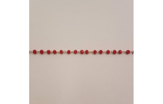cadena engarzada cristales 2*3mm Rojo
