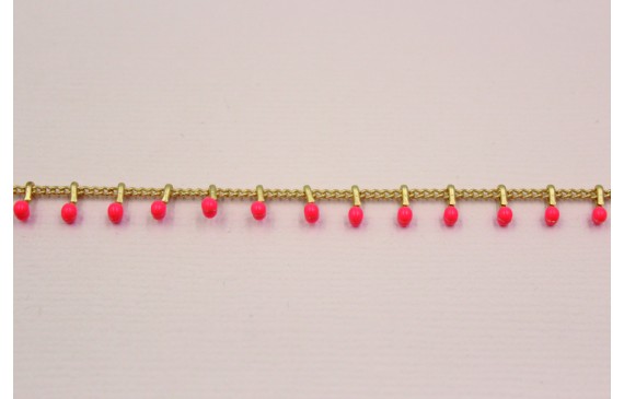 Cadena com pivotes rojo Coral de 5mm en Oro Mate