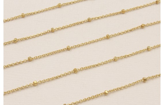 Cadena 1mm con microbola de 1,5mm Baño Oro 3M 18K