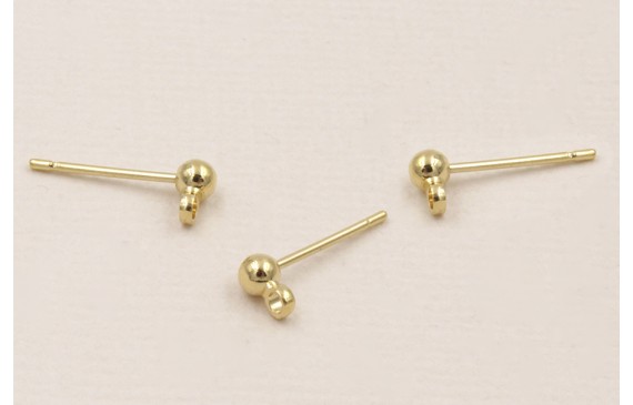 Perno con bolita de 3mm Baño Oro 3 Micras 18K