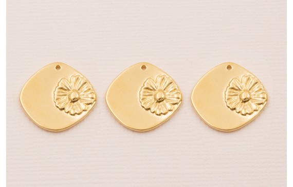 Colgante Rombo 18*16 Flor Baño Oro 3M 18K