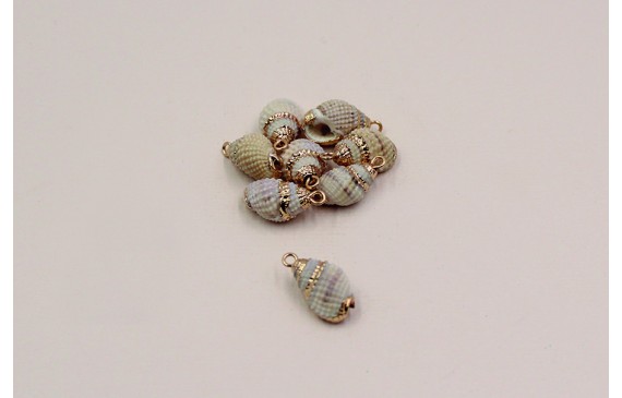 Caracola borde dorado 15*10mm con anilla Caracola borde dorado 15*10mm con anilla