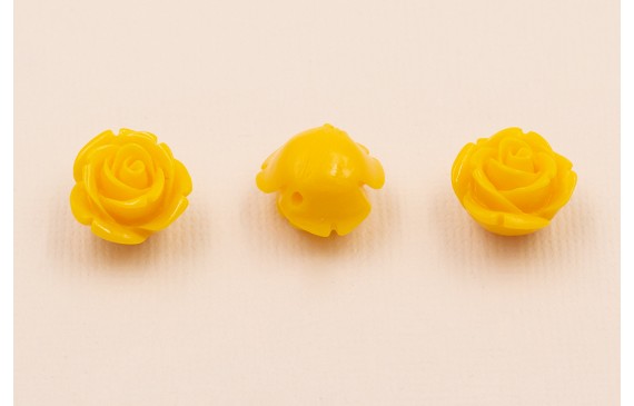 Flor Resina Coral Color Amarillo 12mm Diametro