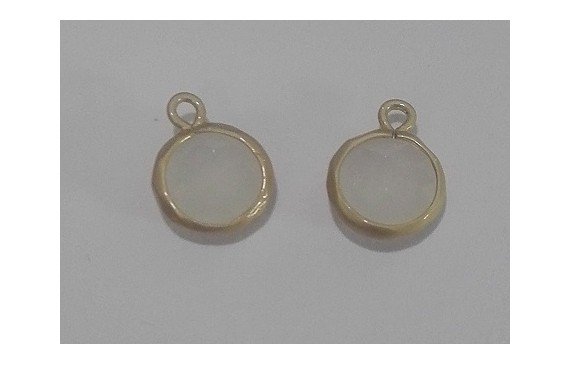 Colgante disco cristal 13*9mm Blanco Opal