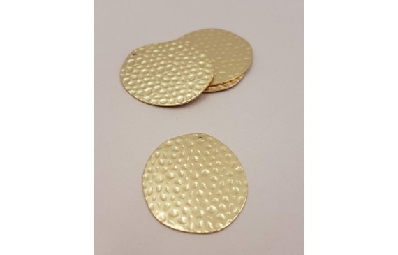 Disco Martilleado 35*30mm Oro Mate