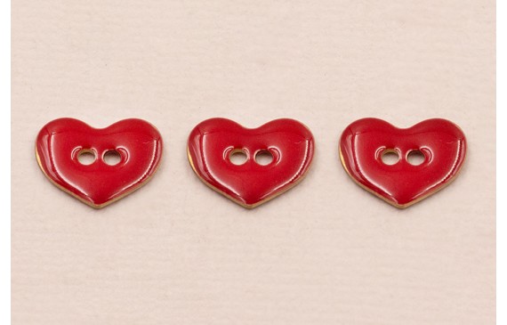 Pieza Corazón esmaltado 11*9mm Rojo 2 agujeros