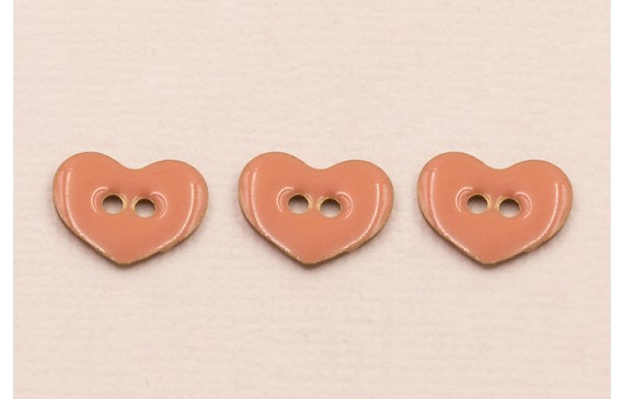 Pieza Corazón esmaltado 11*9mm Rosa 2 agujeros
