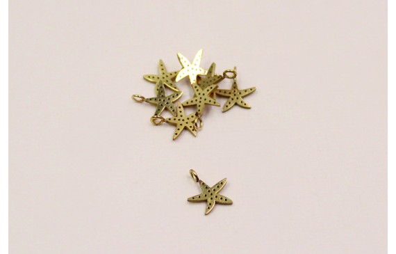 Pieza Estrella mar 9mm diám. A.Inoxidable baño Oro Pieza Estrella mar 9mm diám. A.Inoxidable baño Oro