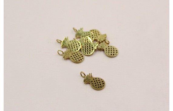 Pieza Piña 12*10mm Acero Inoxidable baño Oro Pieza Piña 12*10mm Acero Inoxidable baño Oro