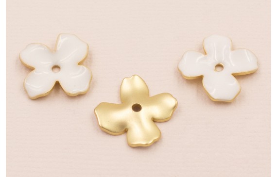 Pieza Flor 15mm esmaltada Blanca Pieza Flor 15mm esmaltada Blanca