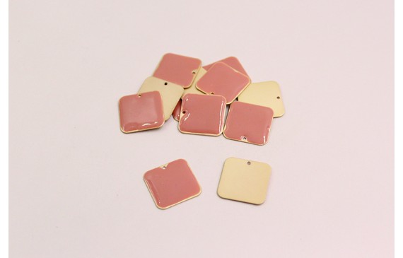 Pieza cuadrada esmaltada 22*22mm Rosa