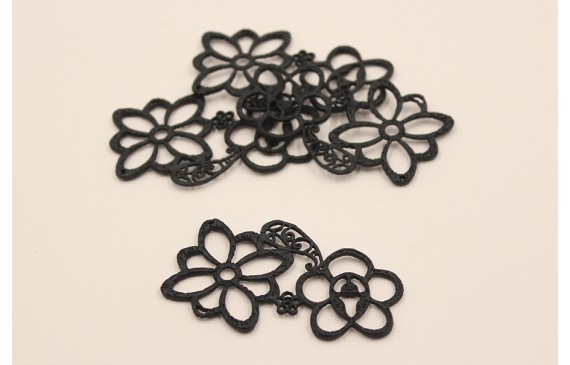 Conjunto 2 flores crochet 38.5*65 Negro Mate