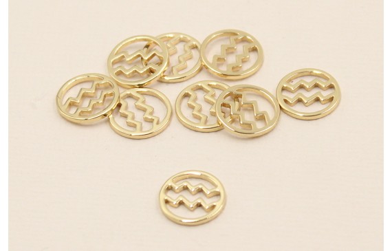 Disco 10mm signo Zodiaco Acuario Oro Disco 10mm signo Zodiaco Acuario Oro