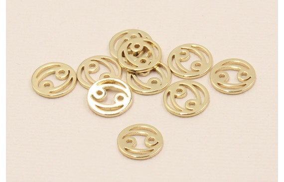 Disco 10mm signo Zodiaco Cancer Oro Disco 10mm signo Zodiaco Cancer Oro