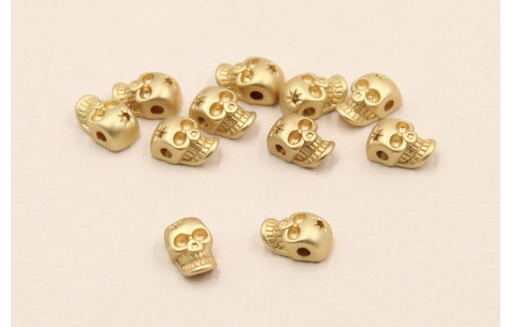 Cuenta Mini Calavera 7,5*5*4mm Dorado Mate