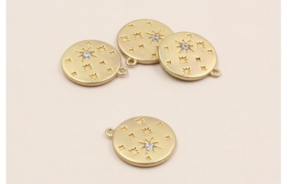 Disco de 12mm Dorado Mate con Sol y Microbrillo Disco de 12mm Dorado Mate con Sol y Microbrillo