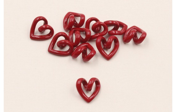 Corazón hueco 3D, 10*8*4mm Esmalte Rojo