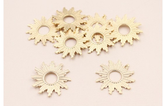 Cuenta Sol estriado Dorado de 29mm