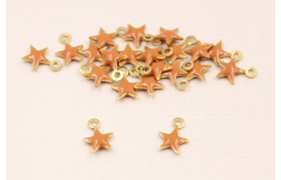 Cuenta Estrella 6mm esmalte Teja vivo Cuenta Estrella 6mm esmalte Teja vivo