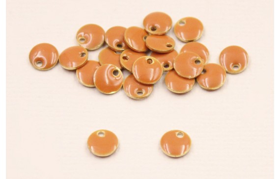 Cuenta Disco esmaltado 6mm Teja vivo Cuenta Disco esmaltado 6mm Teja vivo