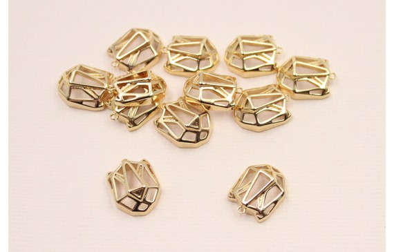 Cuenta Cabeza Tigre 3 dimensiones 14*10mm Oro