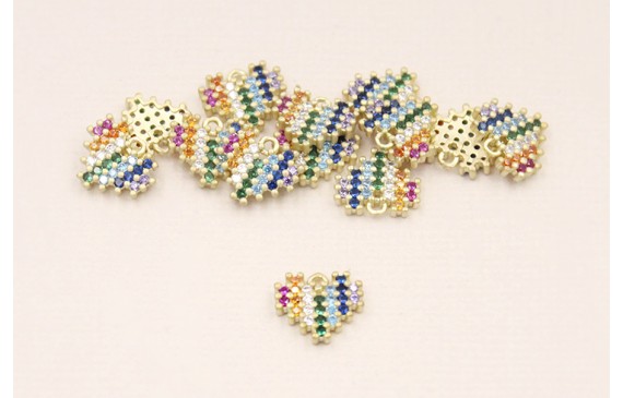 Colgante corazón Microbrillos 10*8mm Colgante corazón Microbrillos 10*8mm