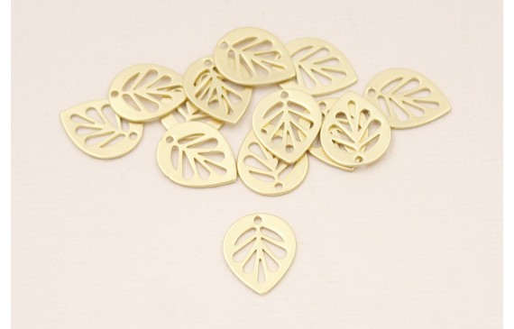 Cuenta Hoja lágrima calada 13*10mm Dorado Mate Cuenta Hoja lágrima calada 13*10mm Dorado Mate