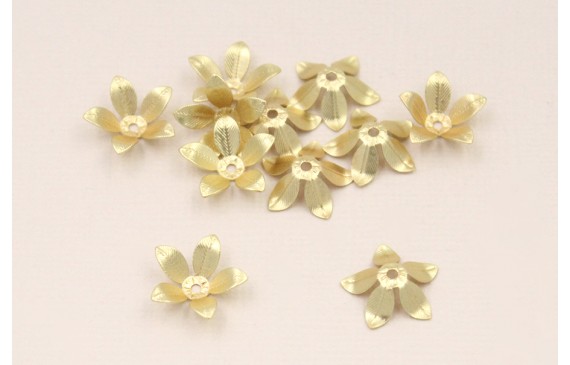 Cuenta Flor casquilla 5 pétalos 13mm Dorado Mate
