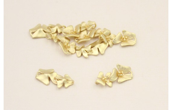 Pareja Flores Dorado Mate 30*15mm Pareja Flores Dorado Mate 30*15mm