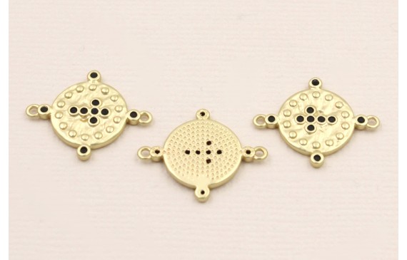 Disco entrepieza con Cruz negra 22*15 Dorado Mate