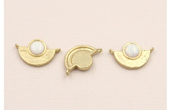 Entrepieza con cristal Opal 15*10*2mm Dorado Mate