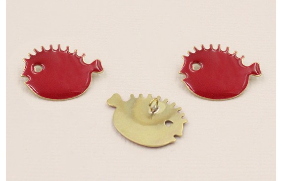 Cuenta Pez Globo 20*15 con Anilla esmalte Coral Cuenta Pez Globo 20*15 con Anilla esmalte Coral