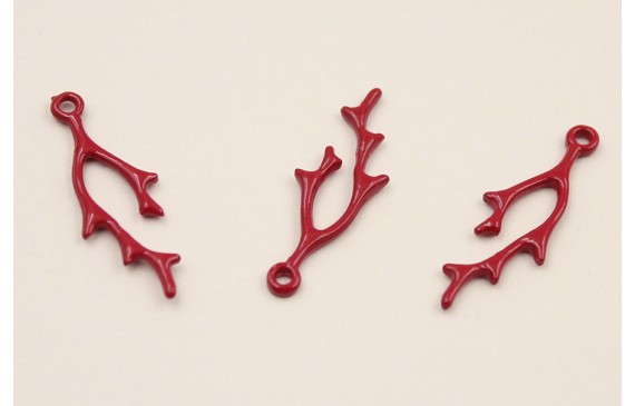 Cuenta Coral 25*7*0,5mm esmalte Rojo