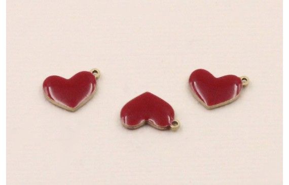 Colgante Corazón plano 10*7mm esmalte Rojo