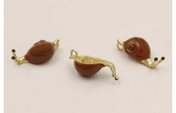 Cuenta Caracol 18*5*6mm Oro Mate y Marrón