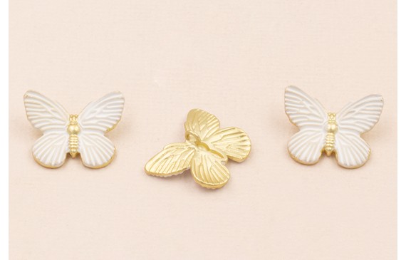 Colgante Mariposa 18*15 Oro Mate y Blanco