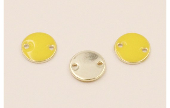 Disco de 10mm Dorado 2 agujeros esmalte Amarillo